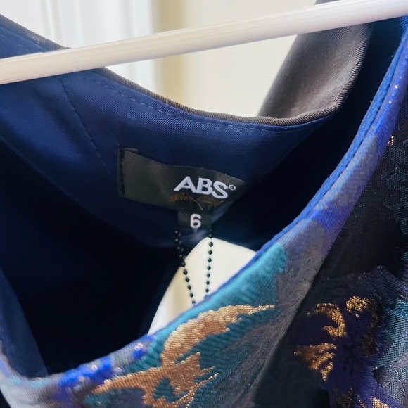 NWT ABS Elegant Blue and Gold dress with cutout back size 7 - Picture 12 of 13